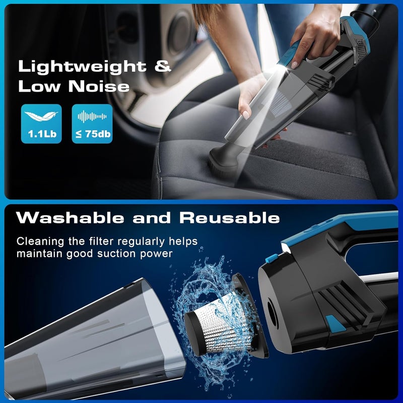Blestan Car Vacuum - Portable Vacuum Cleaner with 16.4ft Cord, Bag, LED Light & Attachments - DC 12V High Power Small Vacuum, Car Accessories - Image 2